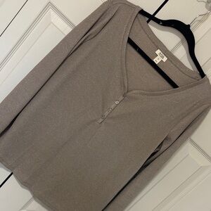 a.n.a Metallic Gray Knit Top